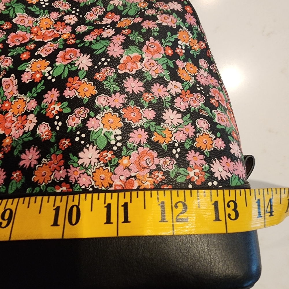 Coach Black Floral Dome Satchel with Pink Orange & Green Accents - Picture 15 of 15